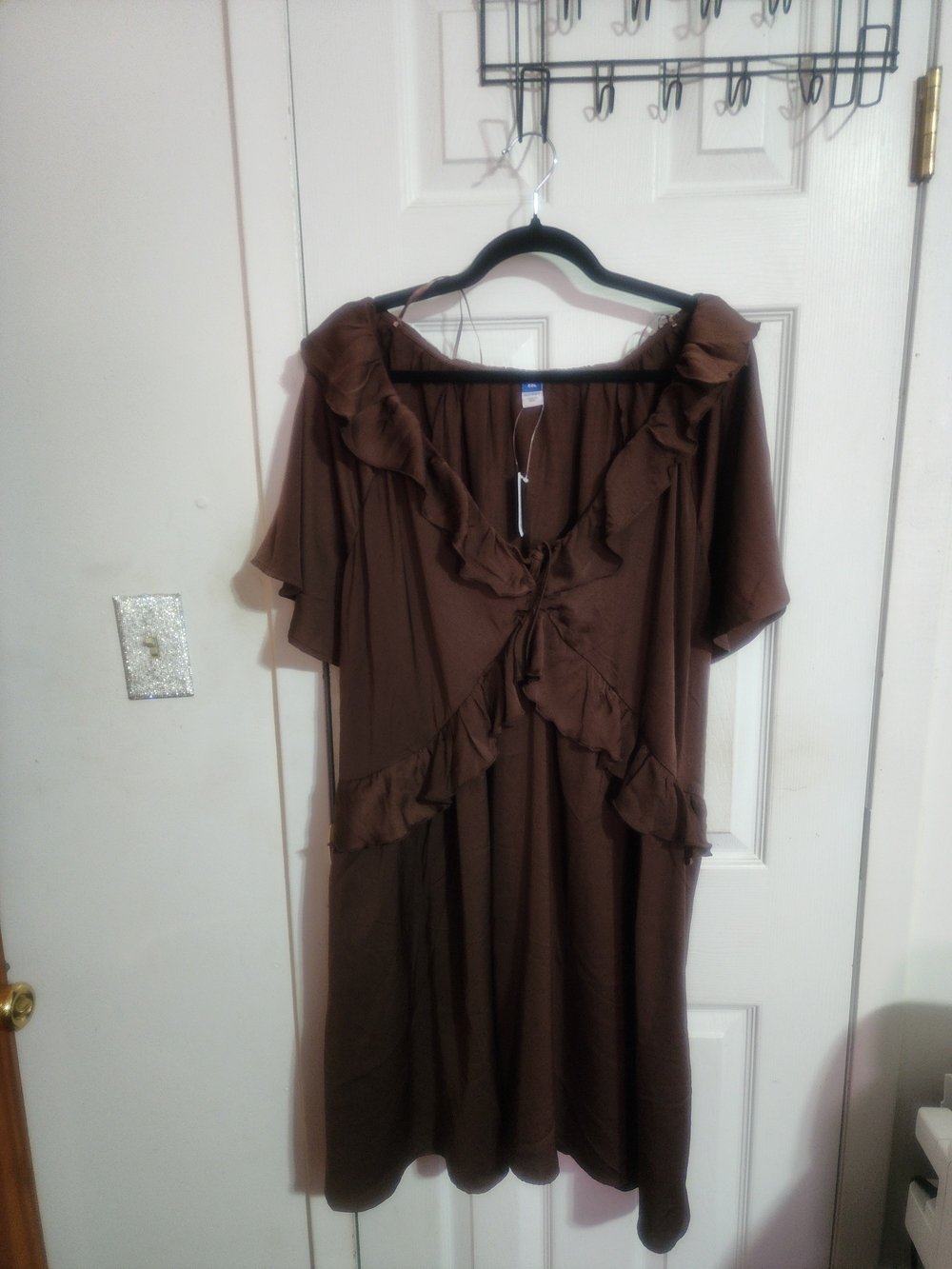 Brown Ruffle-Trim Women’s Dress